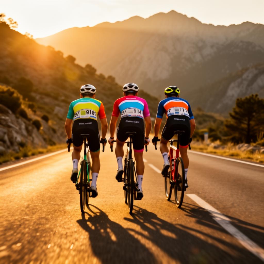 Radfahrer-Gruppe auf Bergstraße