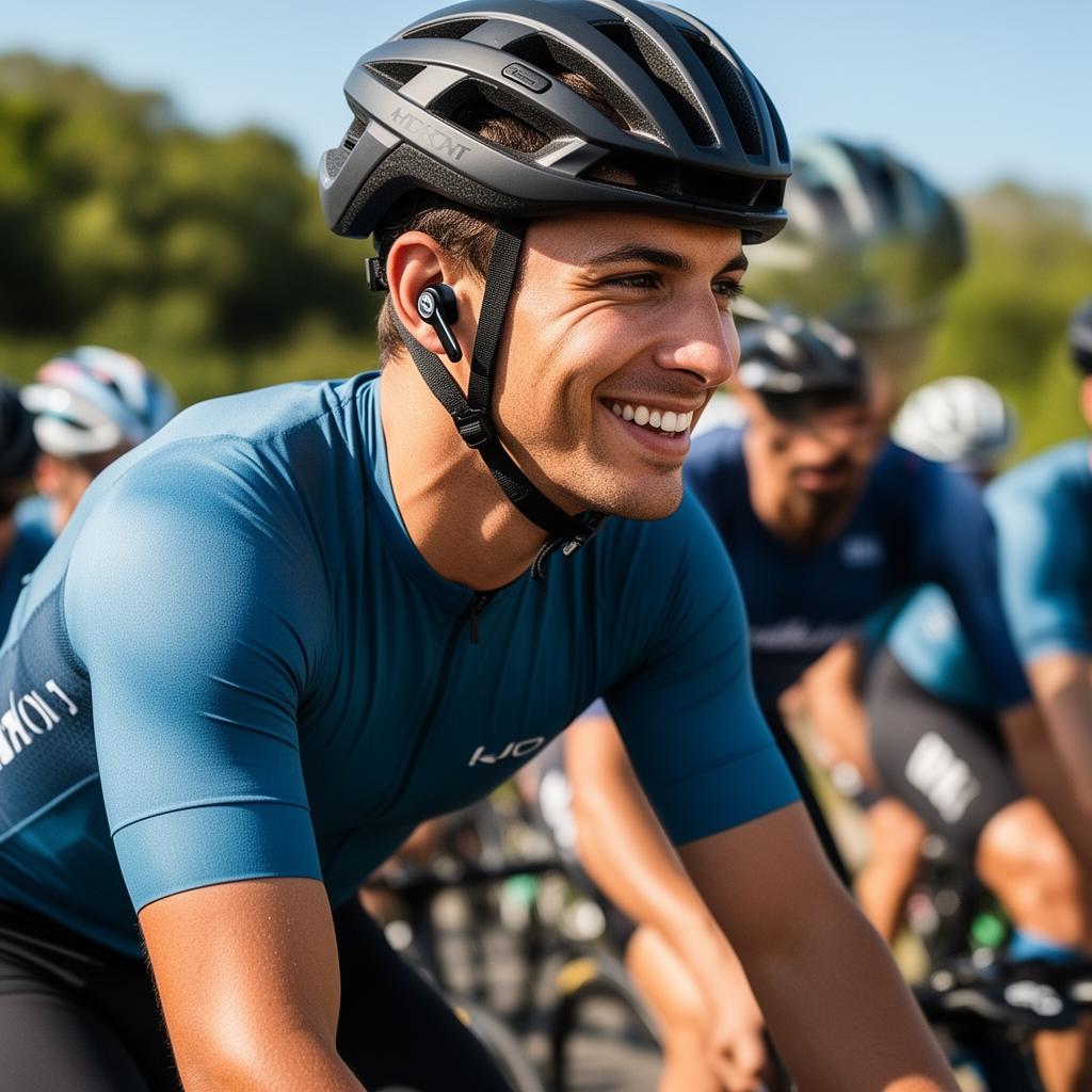 Radfahrer mit Kopfhörern